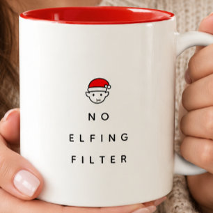 Caneca De Café Em Dois Tons Nenhum Filtro de Elfo Natal Minimalista Divertido