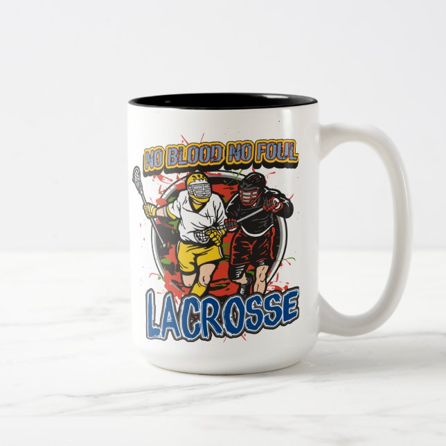 Caneca De Café Em Dois Tons Nenhum Lacrosse do sangue (Direita)