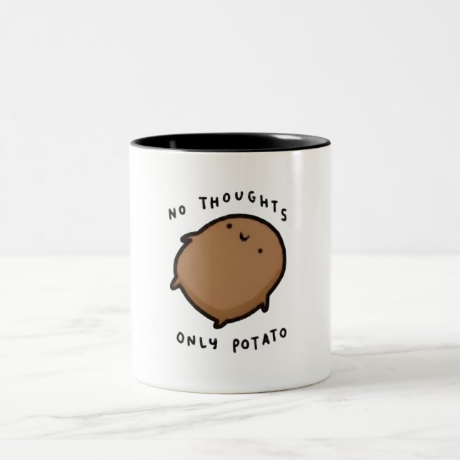 Caneca De Café Em Dois Tons Nenhum pensamento apenas Batata (Centro)