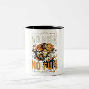 Caneca De Café Em Dois Tons Nenhum Risco Nenhuma Diversão Citação Motivacional