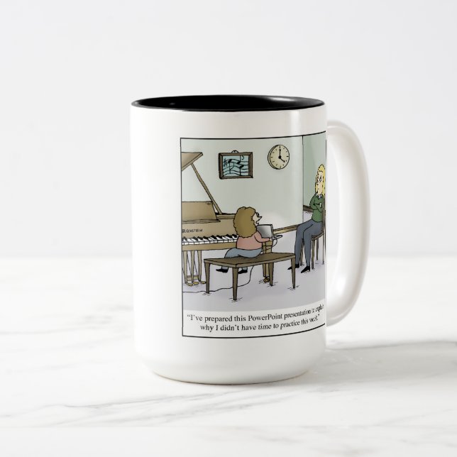 Caneca De Café Em Dois Tons Nenhum tempo para praticar desenhos animados da (Frente Esquerda)