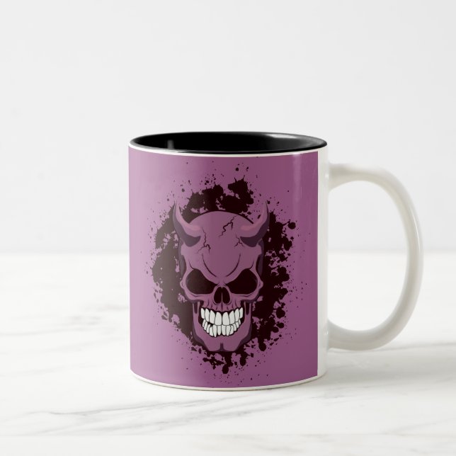 Caneca De Café Em Dois Tons Neon Demon Skull (Direita)