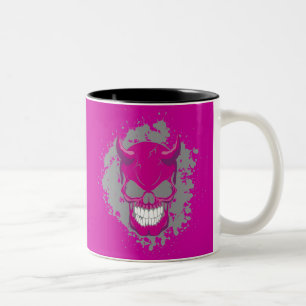 Caneca De Café Em Dois Tons Neon Demon Skull