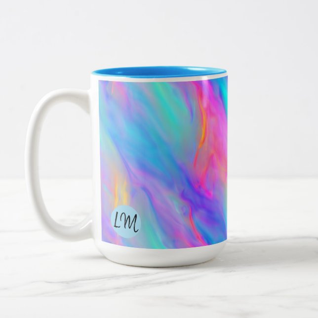 Caneca De Café Em Dois Tons Neon Flow Personalizado Mug (Esquerda)