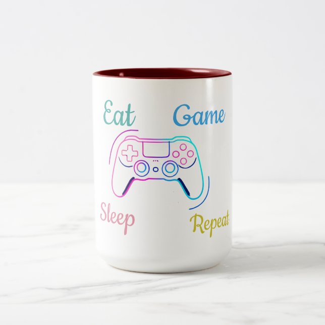 Caneca De Café Em Dois Tons Neon gaming design customizable (Centro)