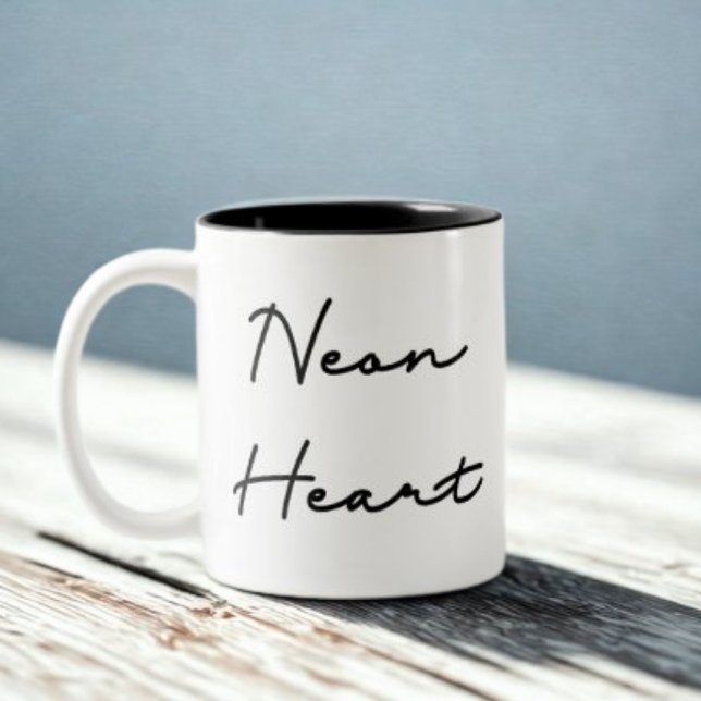 Caneca De Café Em Dois Tons Neon Heart - Citação do Amor Retroativo (Criador carregado)