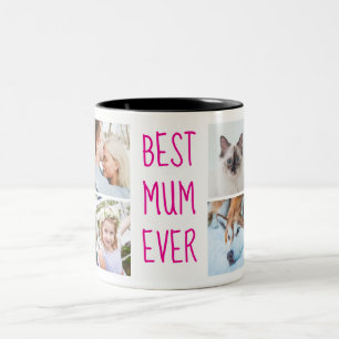 Caneca De Café Em Dois Tons Neon Pink   Melhor Mãe já Personalizada Mug de Fot
