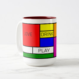 Caneca De Café Em Dois Tons Neoplasticismo Art "De Stijl" Estilo