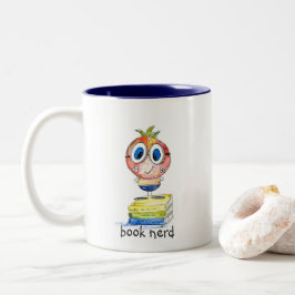 Caneca De Café Em Dois Tons Nerd de Livro Branco