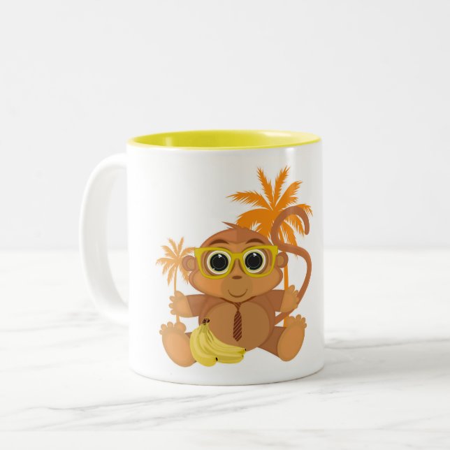 Caneca De Café Em Dois Tons Nerd macaco (Frente Esquerda)