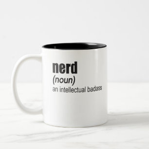 Caneca De Café Em Dois Tons Nerd (Noun) Um Badass Intelectual