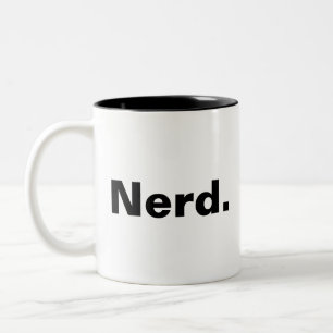Caneca De Café Em Dois Tons Nerd uma palavra texto branco minimalismo design e