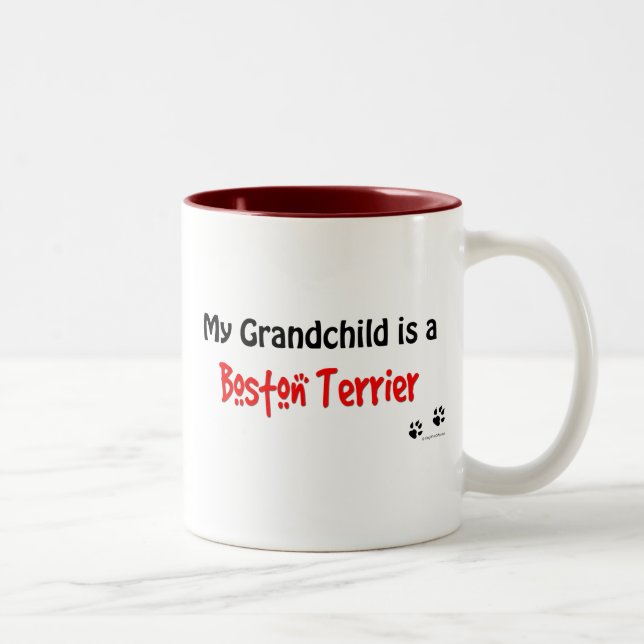Caneca De Café Em Dois Tons Neto de Boston Terrier (Direita)