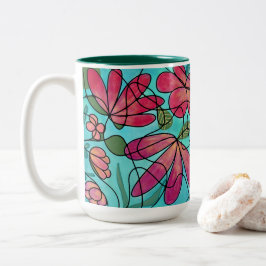 CANECA DE CAFÉ EM DOIS TONS NEUROGRÁFICO FLORES DE PRIMAVERA
