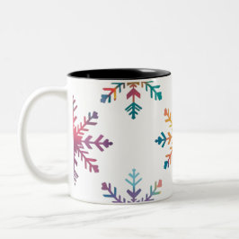 Caneca De Café Em Dois Tons Neve Colorida - Floco de Neve Moderno Arco-Íris