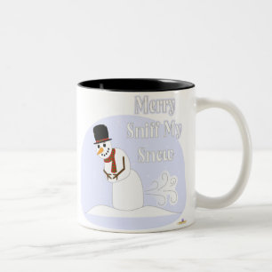 Caneca De Café Em Dois Tons Neve Fazendo Feliz Cheirando Minha Neve Azul