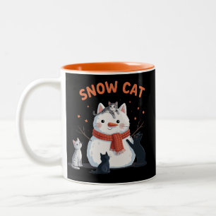 Caneca De Café Em Dois Tons Neve Gatos de Natal Férias do Feriado do Pão Feria