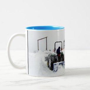 Caneca De Café Em Dois Tons Neve Ploughing no rancho