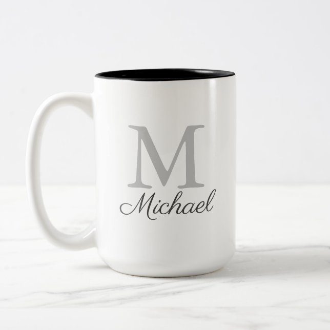 Caneca De Café Em Dois Tons Névoa monograma (Esquerda)