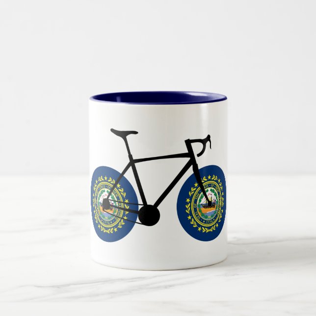Caneca De Café Em Dois Tons New Hampshire Flag Cycling (Centro)