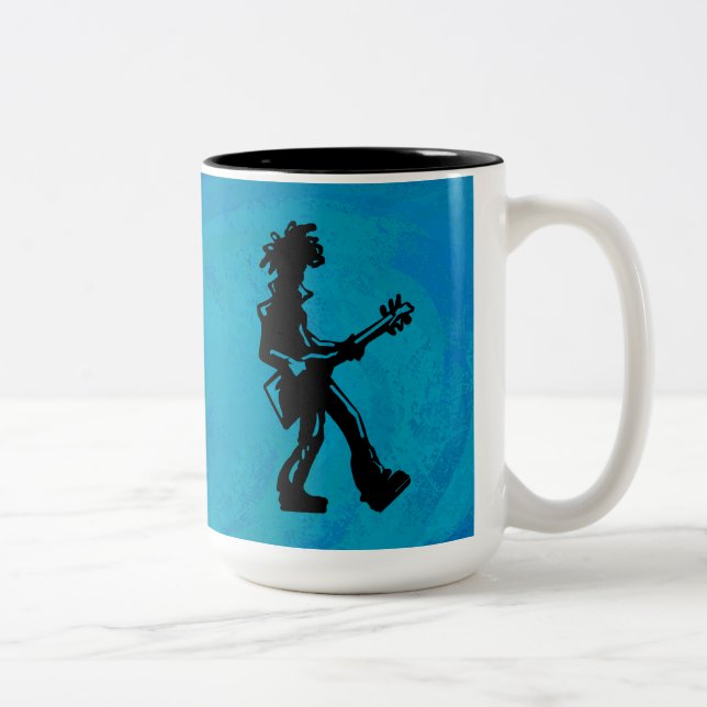 Caneca De Café Em Dois Tons New York Boogie Nights Guitar Blue (Direita)