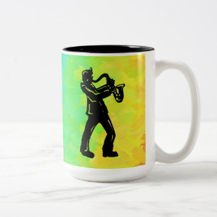 Caneca De Café Em Dois Tons New York Boogie Nights Saxofone Rainbow