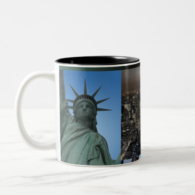 Caneca De Café Em Dois Tons New York Cup Cityscape New York Night Mug (Esquerda)