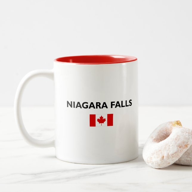 Caneca De Café Em Dois Tons Niagara Cai no Canadá - Sinalizador canadense Ligh (Com Donut)