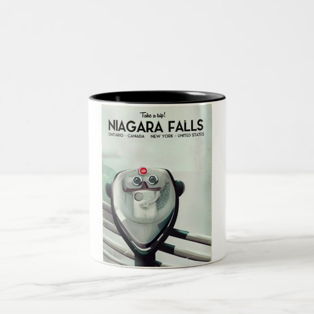Caneca De Café Em Dois Tons Niagara Falls - EUA - Canadá - poster de Viagens v (Centro)