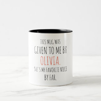 Caneca De Café Em Dois Tons Niece Favorita - Tia Personalizada Tio Personaliza