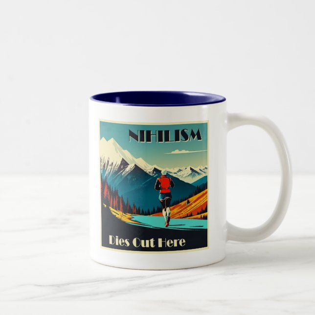 Caneca De Café Em Dois Tons Niilismo Morre Aqui Correndo (Direita)