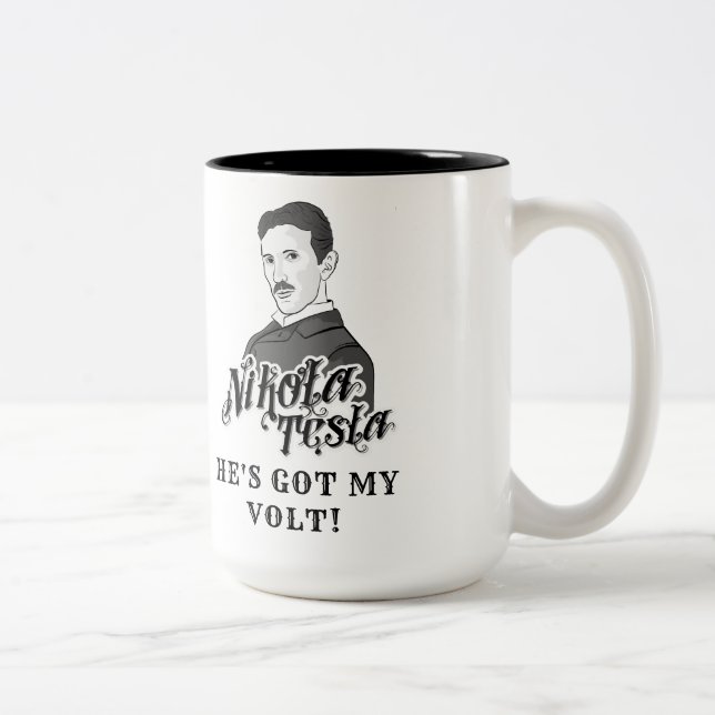 Caneca De Café Em Dois Tons Nikola Tesla Pegou Meu Volt (Direita)