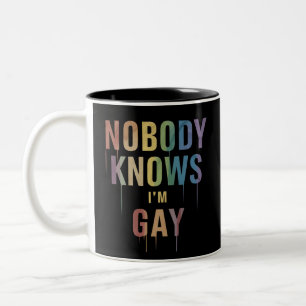 Caneca De Café Em Dois Tons Ninguém sabe que sou Gay Engraçado Orgulho gay LGB