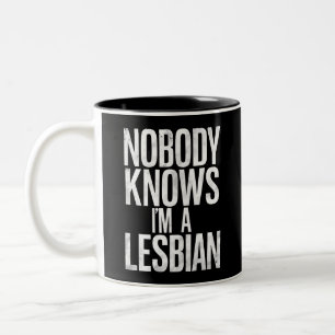 Caneca De Café Em Dois Tons Ninguém Sabe que Sou Lésbica, Orgulho Gay Divertid