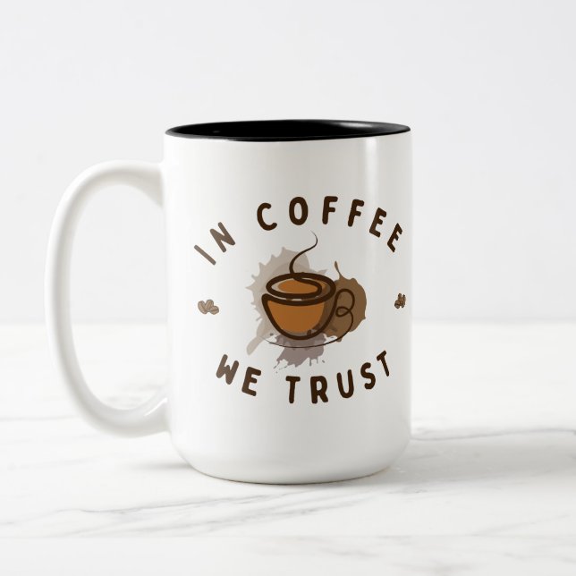 Caneca De Café Em Dois Tons No café confiamos em engraçado (Esquerda)