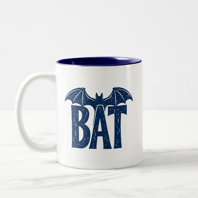Caneca De Café Em Dois Tons no design de Linocut do Wings Halloween (Esquerda)
