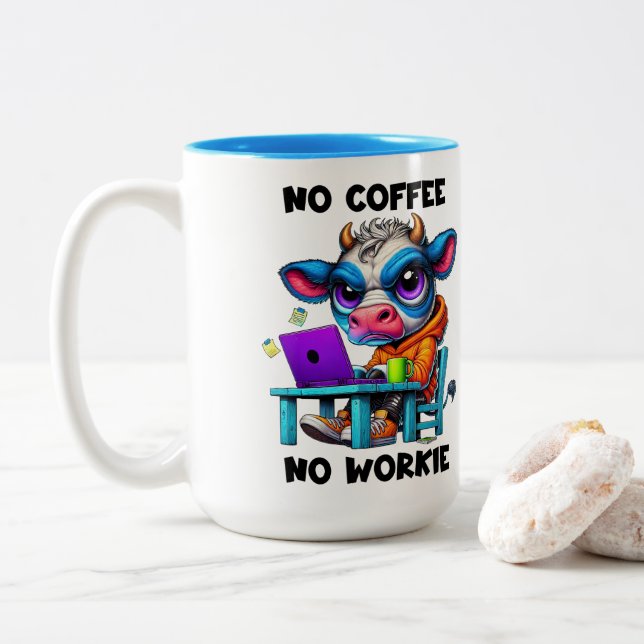 Caneca De Café Em Dois Tons No Workie (Com Donut)