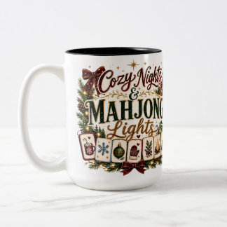 Caneca De Café Em Dois Tons Noite Aconchegante de Mahjong Vintage