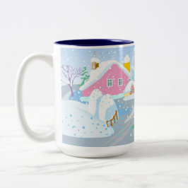 Caneca De Café Em Dois Tons noite, ano novo, natal, natal, invernal