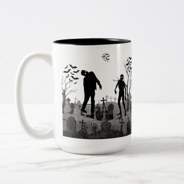 Caneca De Café Em Dois Tons Noite da Lanterna Fantasma preto e branco (Esquerda)