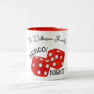 Caneca De Café Em Dois Tons Noite de Bunco de Dados Vermelhos Nome Personaliza