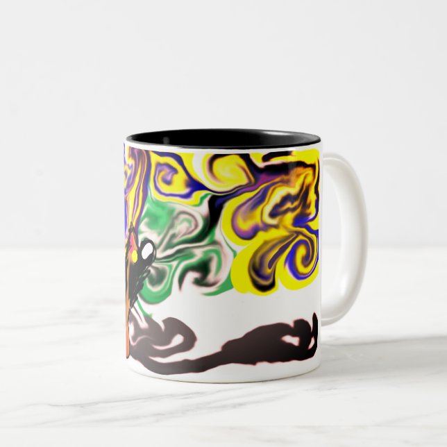 Caneca De Café Em Dois Tons Noite de lobo estrelada  (Frente Esquerda)