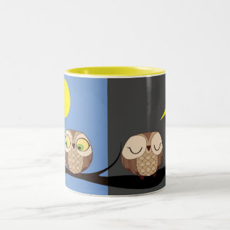 Caneca De Café Em Dois Tons Noite e dia corujas