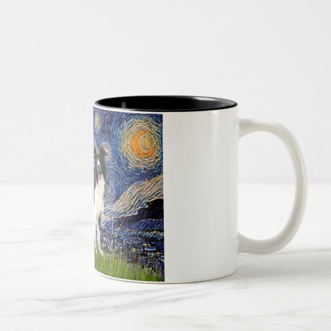 Caneca De Café Em Dois Tons Noite Estrelada - Border Collie (Z) (Direita)
