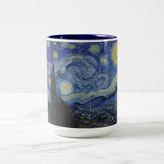 Caneca De Café Em Dois Tons Noite Estrelada de Van Gogh (Centro)