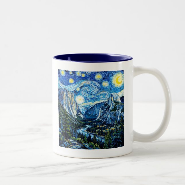 Caneca De Café Em Dois Tons Noite Estrelada Parque Nacional de Yosemite (Direita)