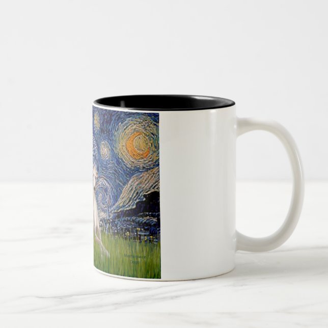 Caneca De Café Em Dois Tons Noite Estrelada - Whippet #2 (Direita)