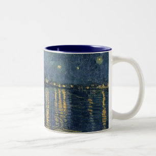 Caneca De Café Em Dois Tons Noite estrelado de Vincent van Gogh   sobre o