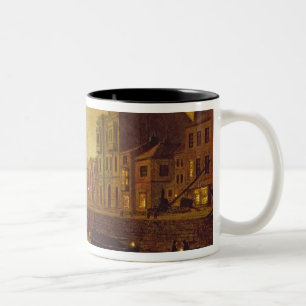 Caneca De Café Em Dois Tons Noite, porto de Whitby, 1893 (óleo a bordo)