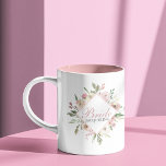 Caneca De Café Em Dois Tons Noiva Belo Casamento do Monograma Floral Rosa Rosa<br><div class="desc">Esta linda caneca Bride apresenta uma bela estrutura em diamante de rosas de marfim e flores cor-de-rosa pinceladas para criar uma borda floral ao redor da palavra BRIDE em tipografia elegante. Personalize este belo presente de chá de panela para a honestidade adicionando seu nome na tipografia de cinzas.</div>